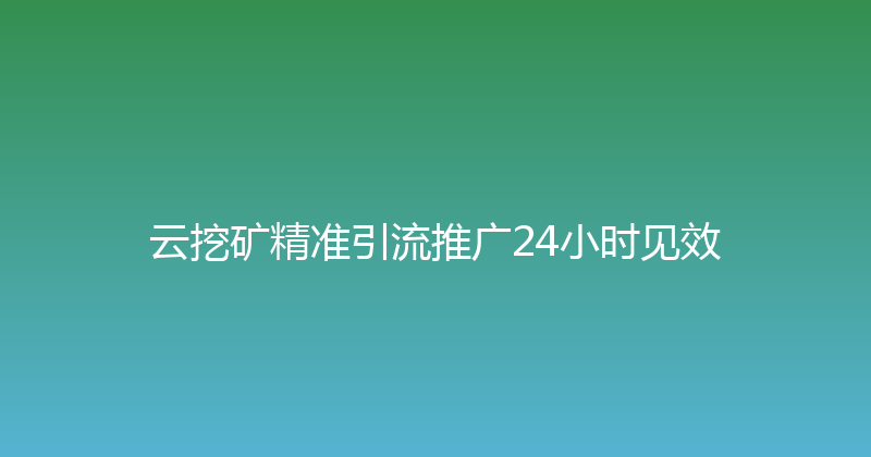 云挖矿精准引流推广24小时见效 封面图