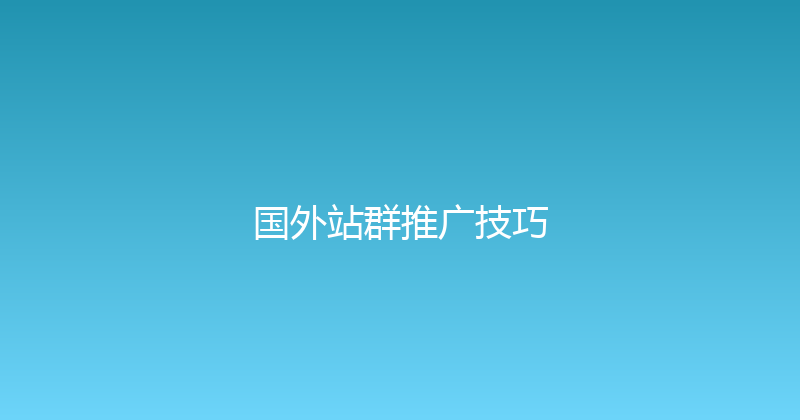 国外站群推广技巧 封面图