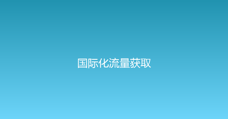 国际化流量获取 封面图