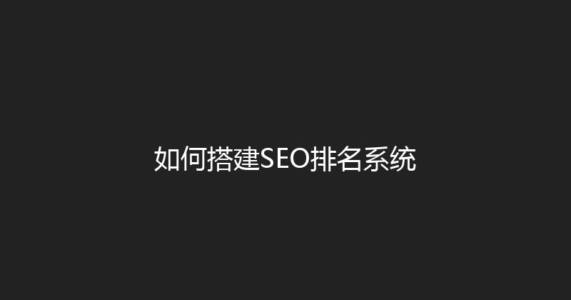 如何搭建SEO排名系统 封面图
