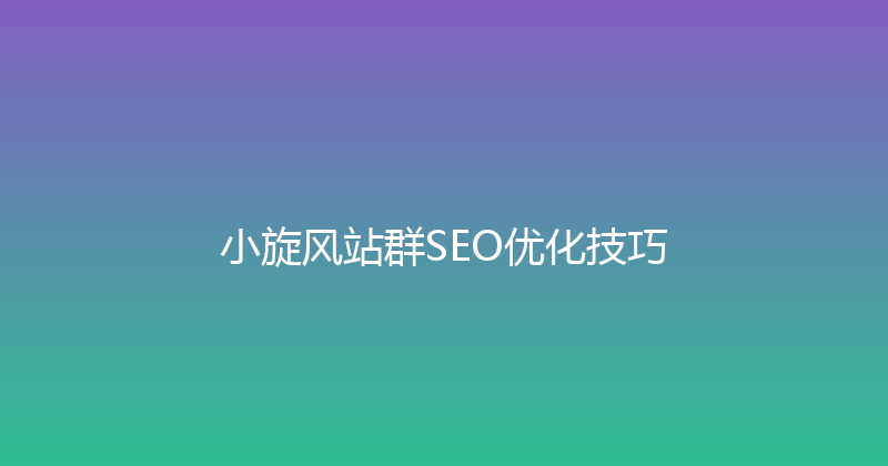 小旋风站群SEO优化技巧 封面图