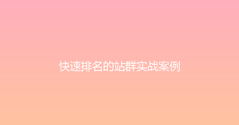 快速排名的站群实战案例 封面图