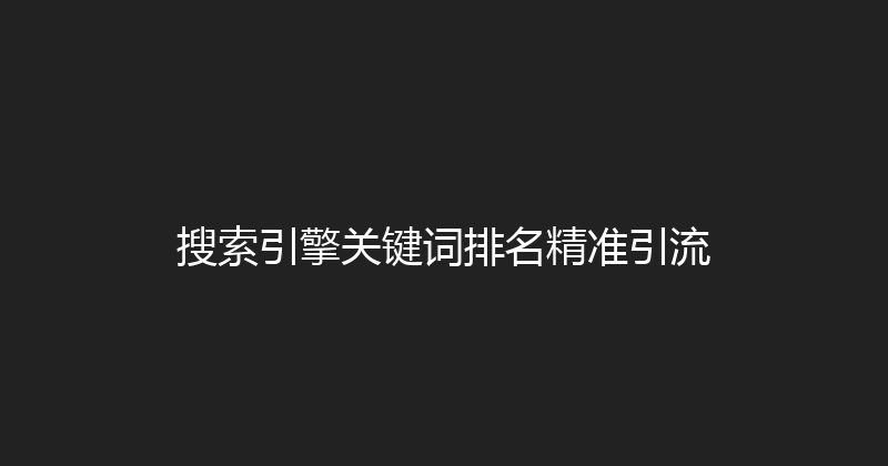 搜索引擎关键词排名精准引流 封面图