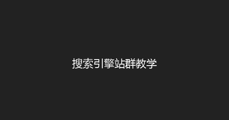 搜索引擎站群教学 封面图