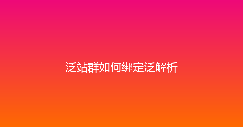 泛站群如何绑定泛解析 封面图