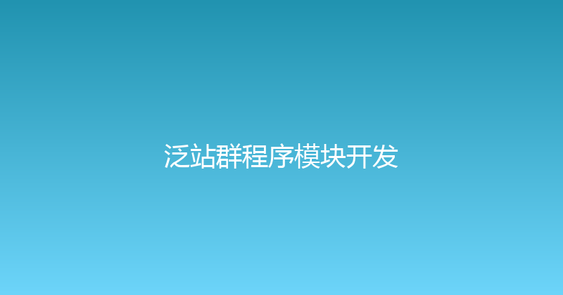 泛站群程序模块开发 封面图