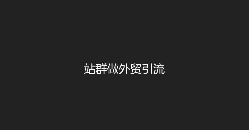 站群做外贸引流 封面图