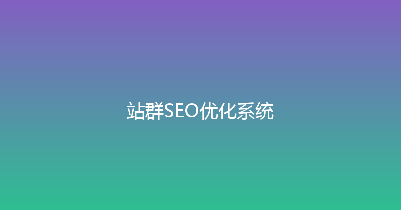 站群SEO优化系统 封面图