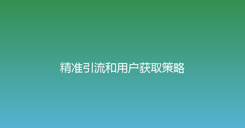 精准引流和用户获取策略 封面图