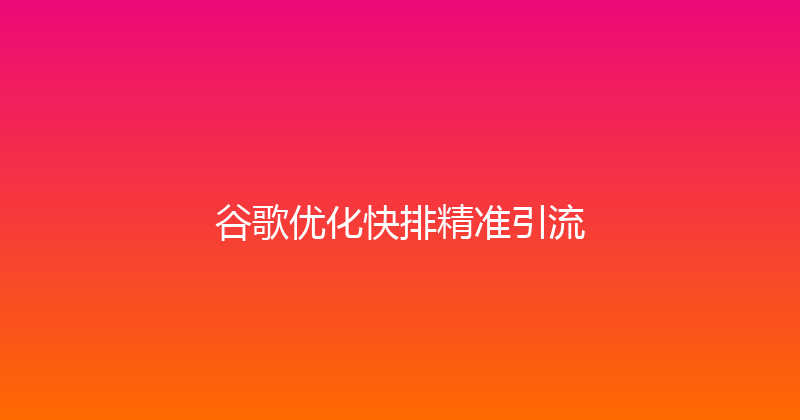 谷歌优化快排精准引流 封面图