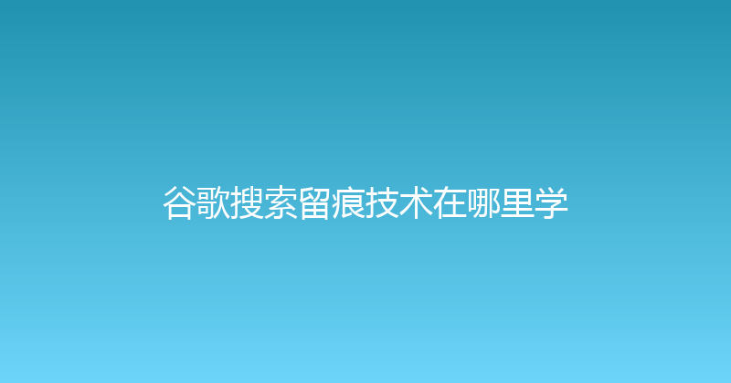 谷歌搜索留痕技术在哪里学 封面图