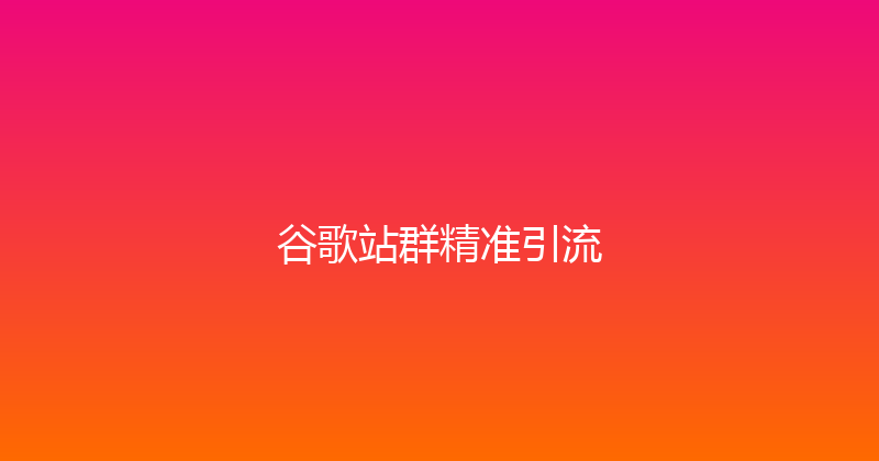 谷歌站群精准引流 封面图