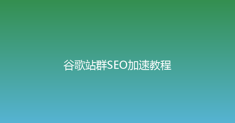 谷歌站群SEO加速教程 封面图