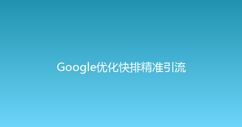 Google优化快排精准引流 封面图