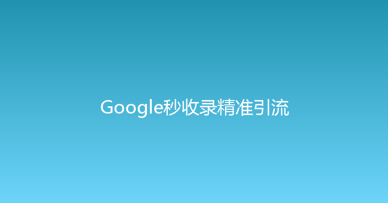 Google秒收录精准引流 封面图