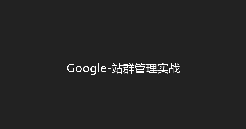 Google-站群管理实战 封面图