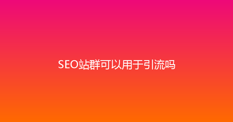 SEO站群可以用于引流吗 封面图