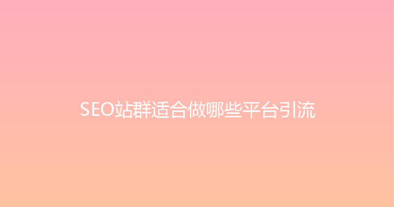 SEO站群适合做哪些平台引流 封面图